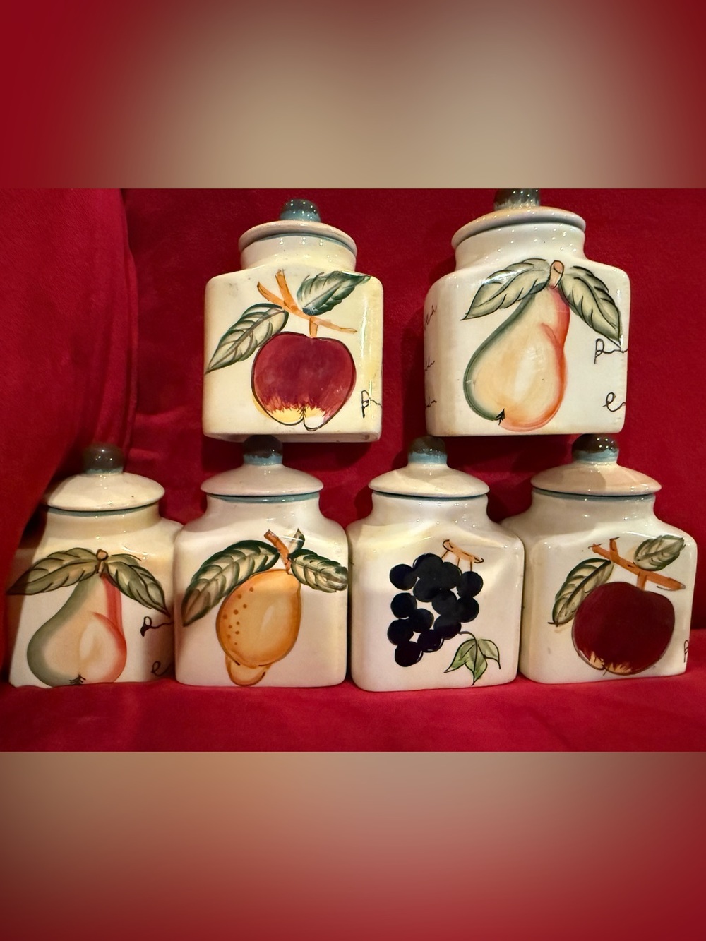 Set of Six Baum Bros Fruit Spice/Canister Set with Lids